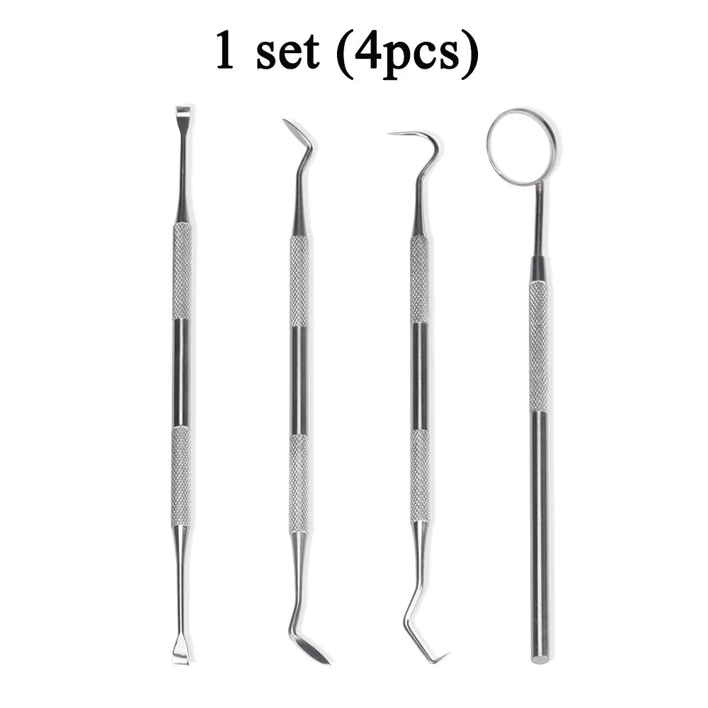 4 szt. Zestaw narzędzi do higieny dentystycznej instrumenty dentysta skrobak do kamienia nazębnego skaler kamień nazębny usuwacz płytki nazębnej czyszczenie zębów narzędzie do pielęgnacji jamy ustnej