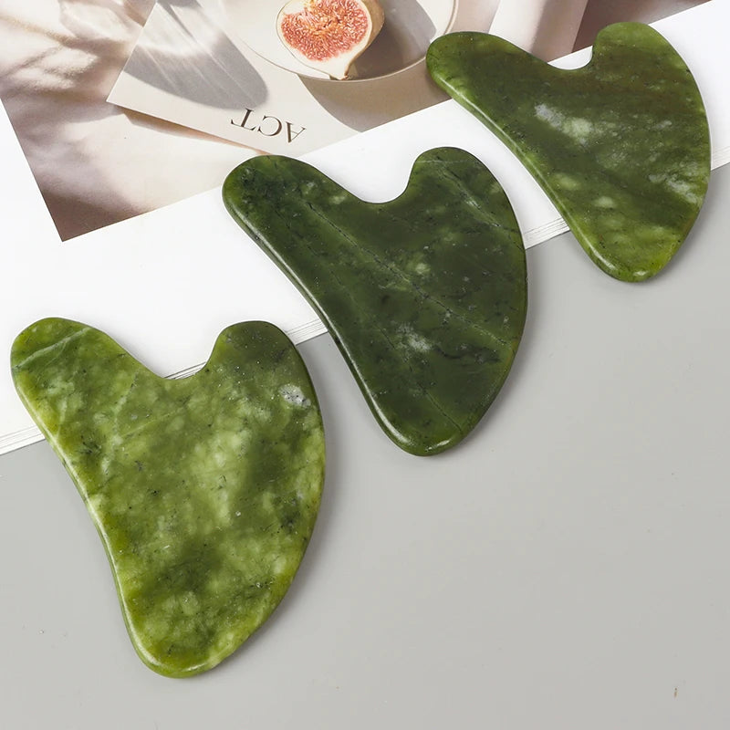 Helu Jade Gua Sha narzędzie Xiuyan Jade masażer w kształcie serca masaż szyi Guasha, produkt kosmetyczny - pielęgnacja skóry
