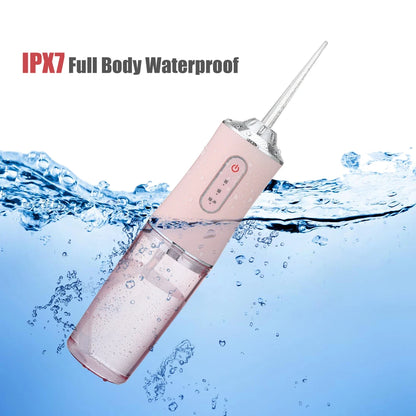 Irygator doustny przenośny irygator do zębów, ładowany przez USB, strumień wody pod ciśnieniem 4 Jet Tip 220ml 3 tryby IPX7 1400rpm