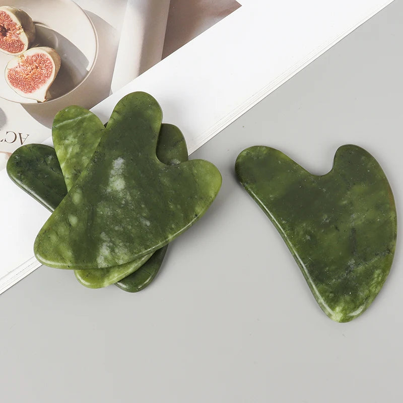 Helu Jade Gua Sha narzędzie Xiuyan Jade masażer w kształcie serca masaż szyi Guasha, produkt kosmetyczny - pielęgnacja skóry