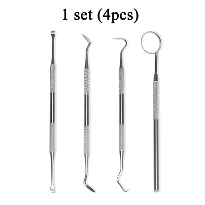 4 szt. Zestaw narzędzi do higieny dentystycznej instrumenty dentysta skrobak do kamienia nazębnego skaler kamień nazębny usuwacz płytki nazębnej czyszczenie zębów narzędzie do pielęgnacji jamy ustnej