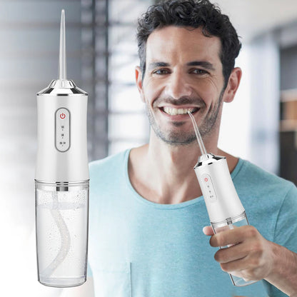 Irygator doustny przenośny irygator do zębów, ładowany przez USB, strumień wody pod ciśnieniem 4 Jet Tip 220ml 3 tryby IPX7 1400rpm