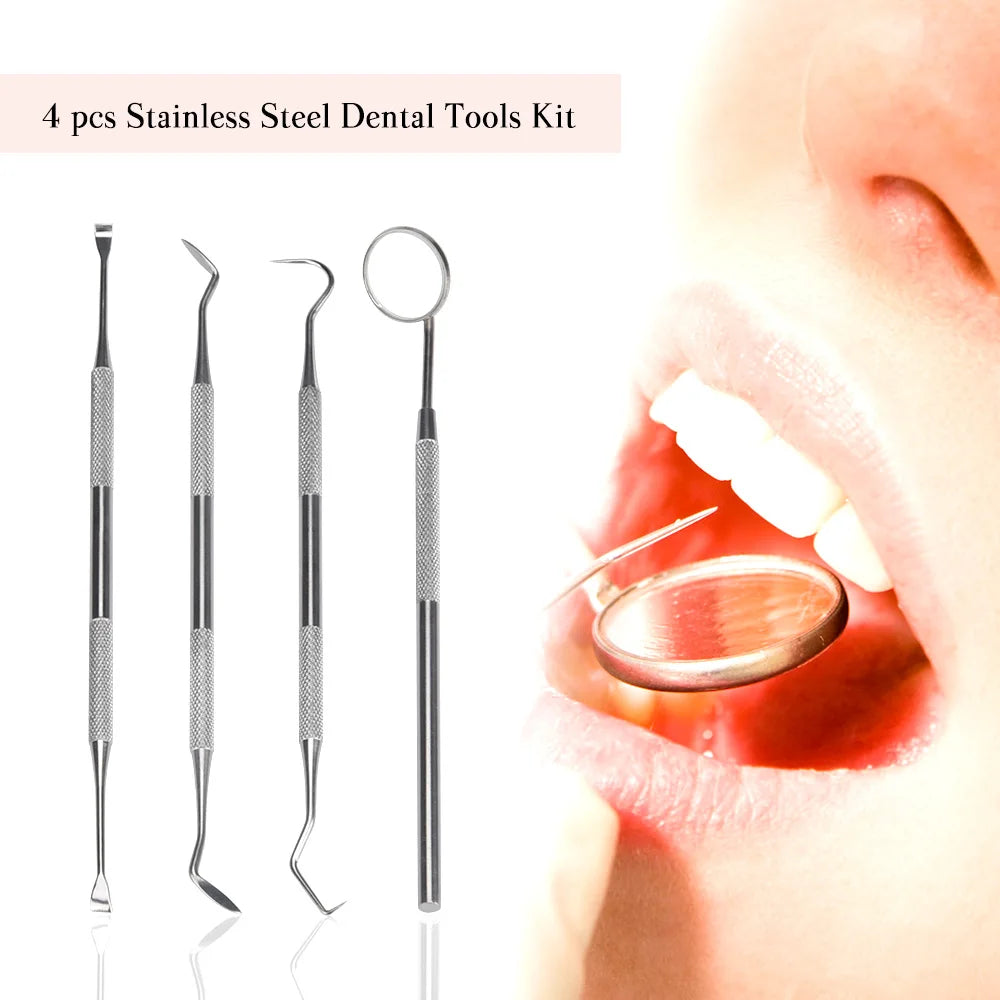 4 szt. Zestaw narzędzi do higieny dentystycznej instrumenty dentysta skrobak do kamienia nazębnego skaler kamień nazębny usuwacz płytki nazębnej czyszczenie zębów narzędzie do pielęgnacji jamy ustnej
