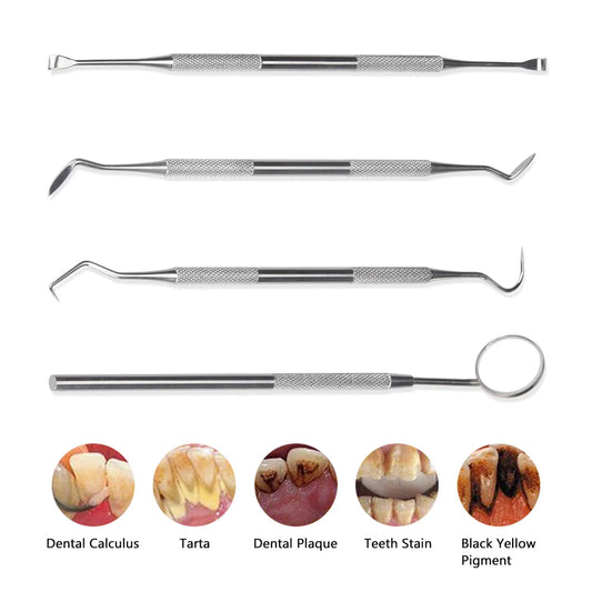 4 szt. Zestaw narzędzi do higieny dentystycznej instrumenty dentysta skrobak do kamienia nazębnego skaler kamień nazębny usuwacz płytki nazębnej czyszczenie zębów narzędzie do pielęgnacji jamy ustnej