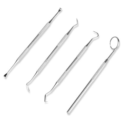 4 szt. Zestaw narzędzi do higieny dentystycznej instrumenty dentysta skrobak do kamienia nazębnego skaler kamień nazębny usuwacz płytki nazębnej czyszczenie zębów narzędzie do pielęgnacji jamy ustnej