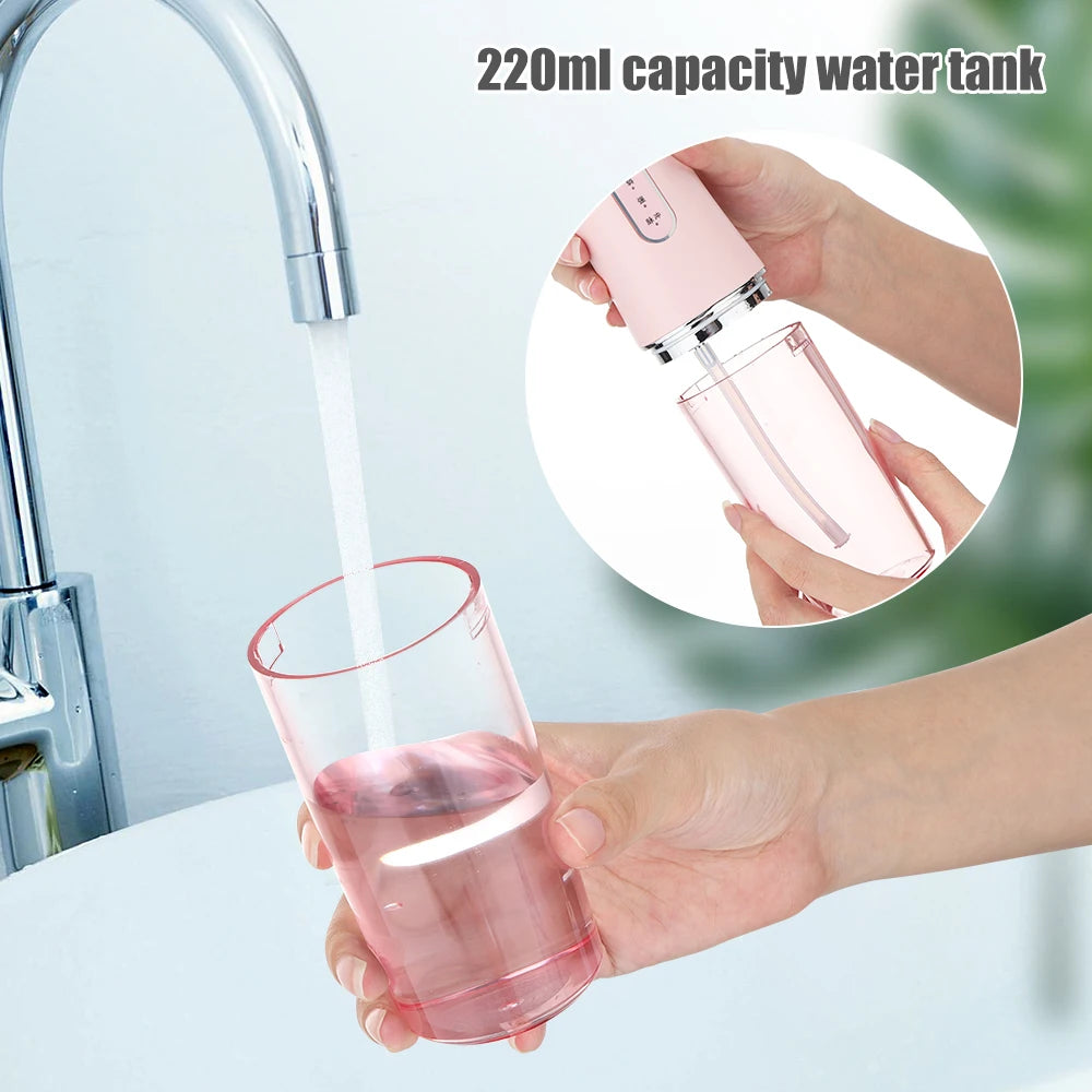 Irygator doustny przenośny irygator do zębów, ładowany przez USB, strumień wody pod ciśnieniem 4 Jet Tip 220ml 3 tryby IPX7 1400rpm