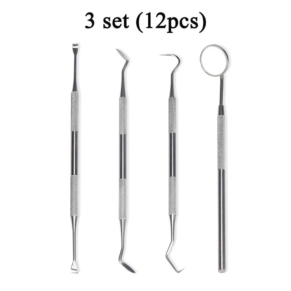 4 szt. Zestaw narzędzi do higieny dentystycznej instrumenty dentysta skrobak do kamienia nazębnego skaler kamień nazębny usuwacz płytki nazębnej czyszczenie zębów narzędzie do pielęgnacji jamy ustnej