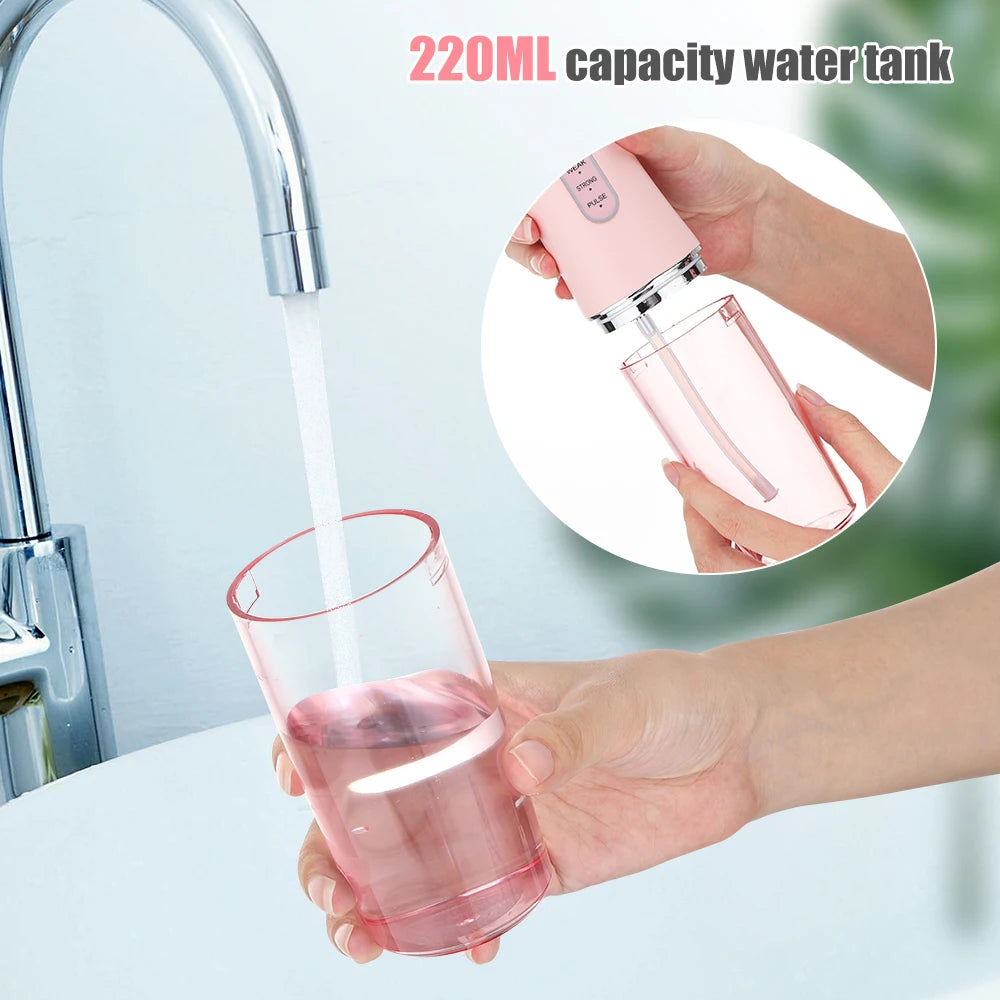 Irygator doustny przenośny irygator do zębów, ładowany przez USB, strumień wody pod ciśnieniem 4 Jet Tip 220ml 3 tryby IPX7 1400rpm